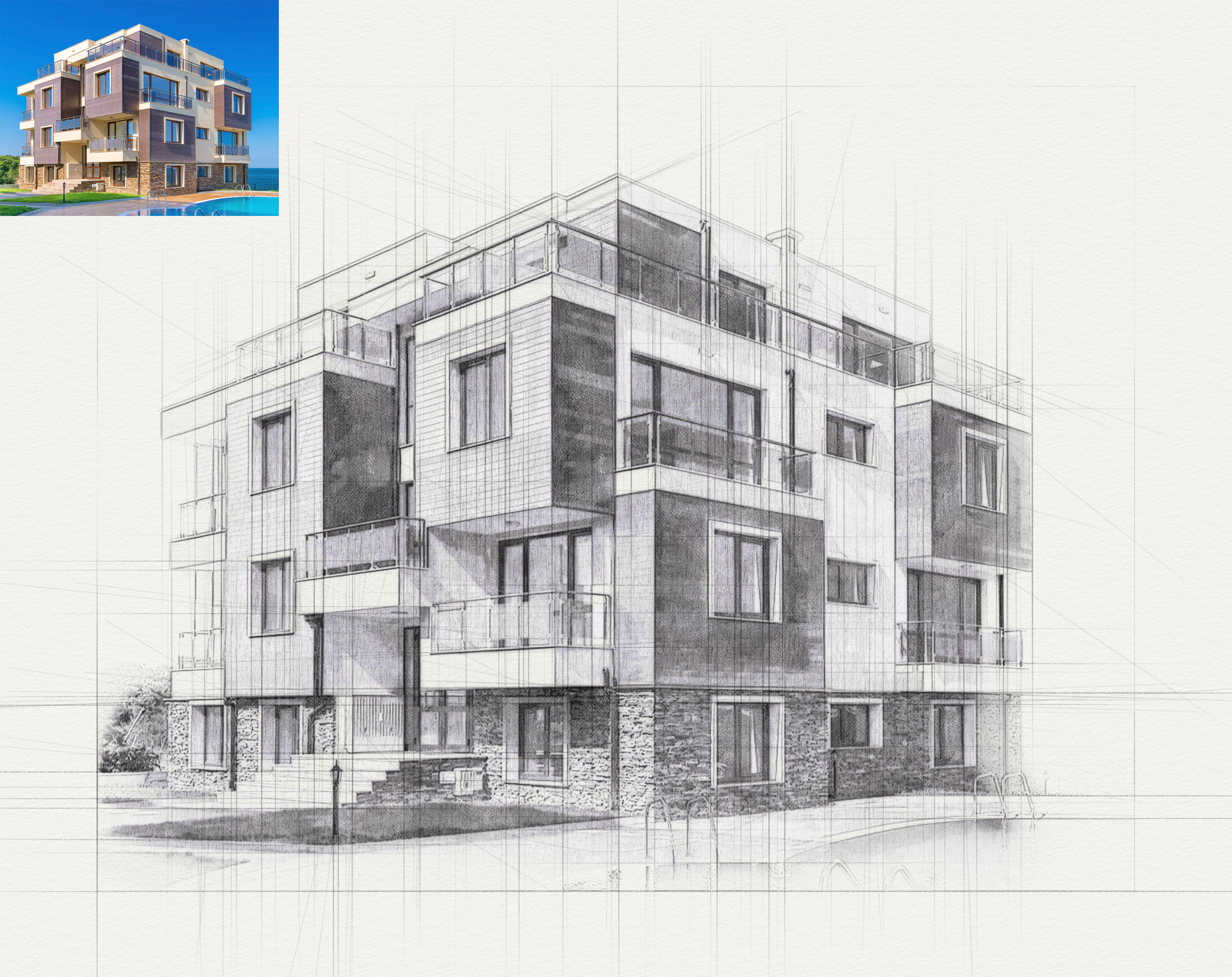 Pencil Architecture Sketch Photoshop Action by EliteGraphic | GraphicRiver